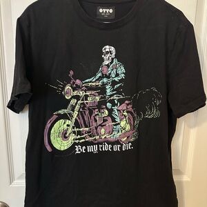 OTTO Black Skull Motorcycle Graphic Tee